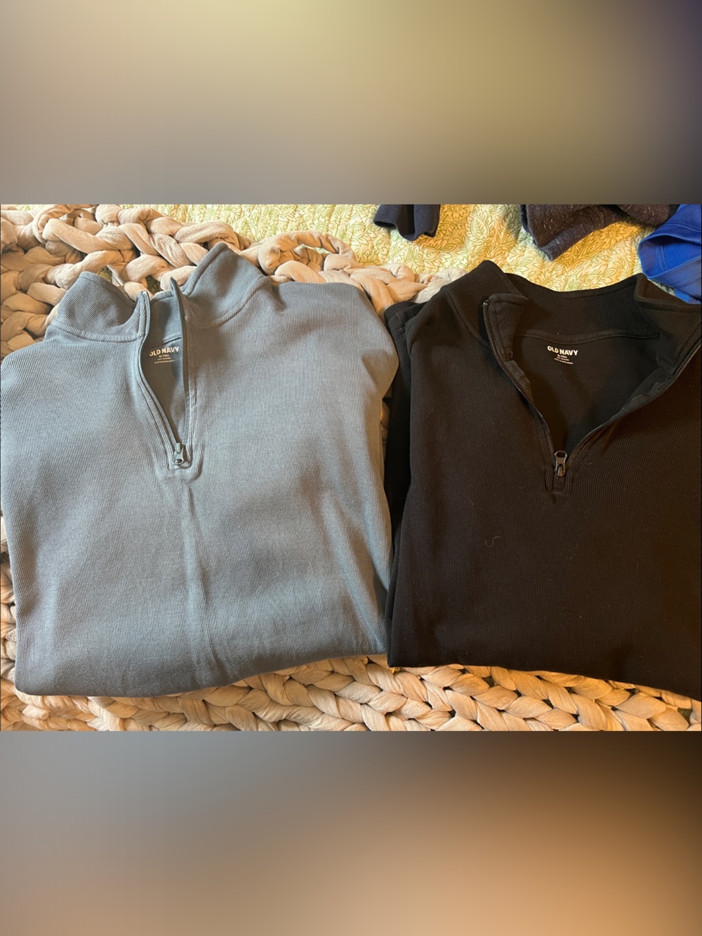 Old Navy Quarter Zip Bundle- Blue/Grey and Black